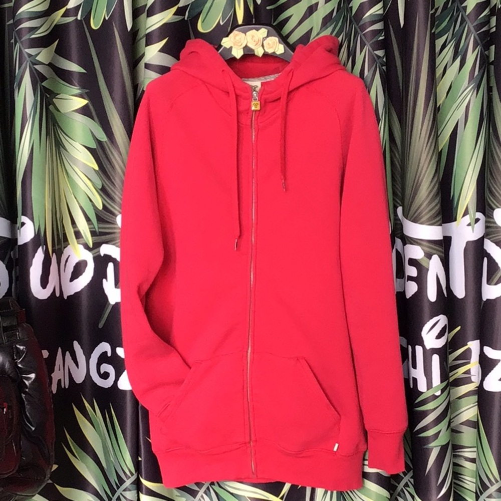 TNA Red Hip Wrap Zip-Up Hoodie